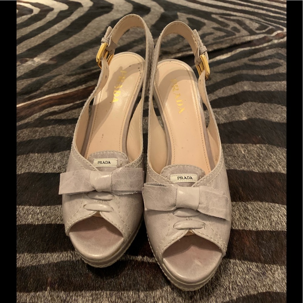 Prada Grey Bow Heels